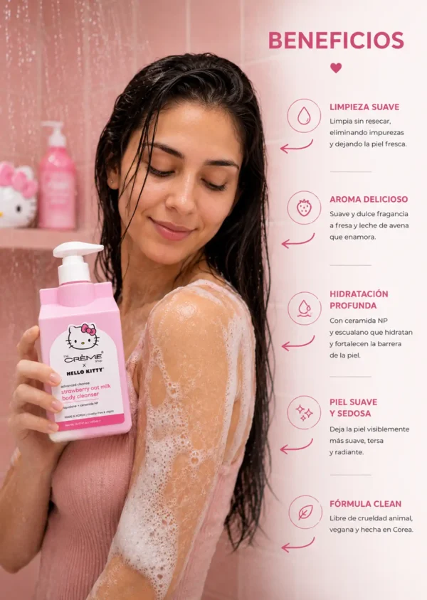 The Crème Shop x Hello Kitty Jabón Corporal Body Cleanser Fresa Con Leche de Avena