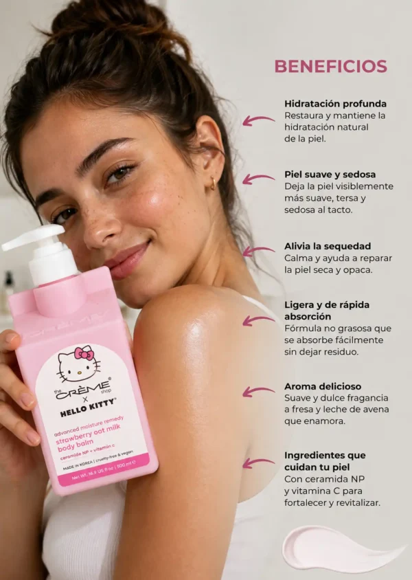 The Crème Shop x Hello Kitty Crema Corporal Body Balm Fresa Con Leche de Avena