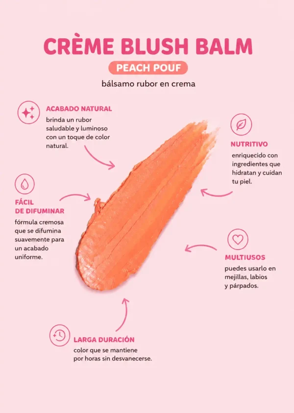 The Crème Shop x Hello Kitty Rubor en Crema Multiusos Creme Blush Balm, Tono Peach Pouf