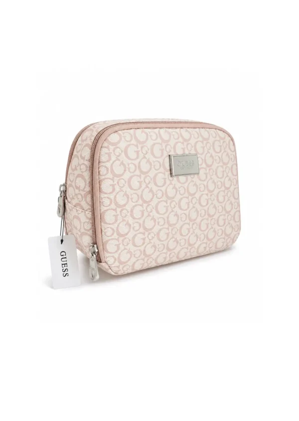 Cosmetiquera Guess Doble Cierre Rosa Monograma