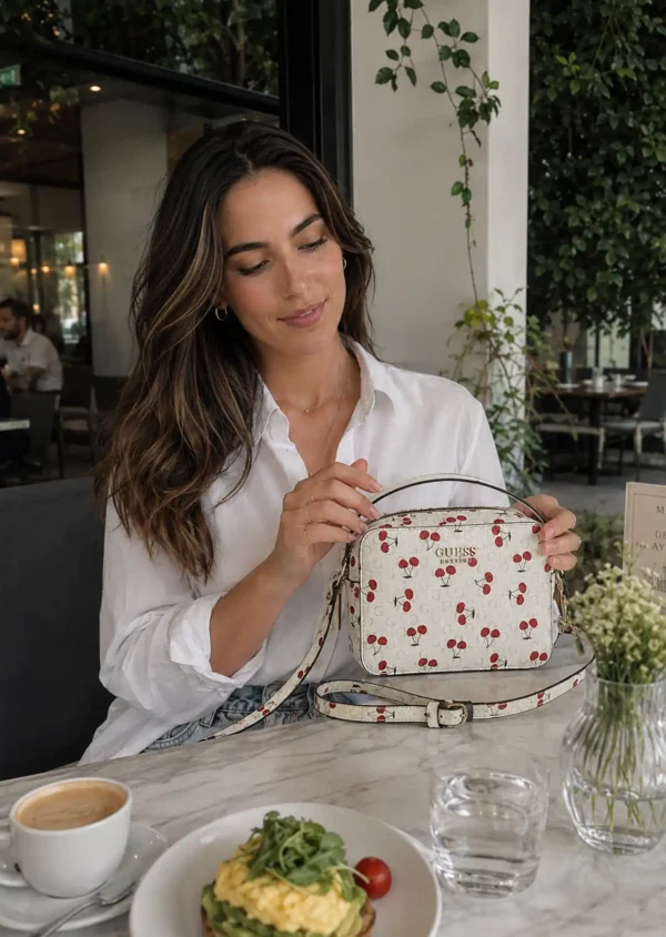 Bolsa Guess Laurel Crossbody con Estampado de Cerezas