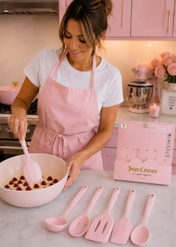 Set de 5 Utensilios Rosas de Cocina de Silicona Juicy Couture