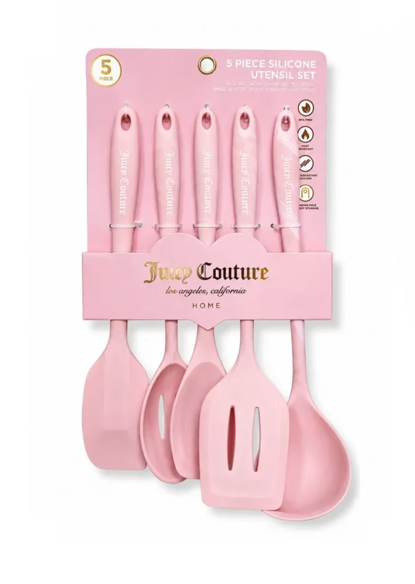 Set de 5 Utensilios Rosas de Cocina de Silicona Juicy Couture