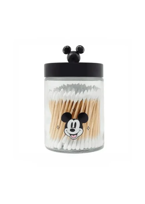 The Crème Shop x Mickey Mouse Chic Reusable Envase Negro Con Cotonetes