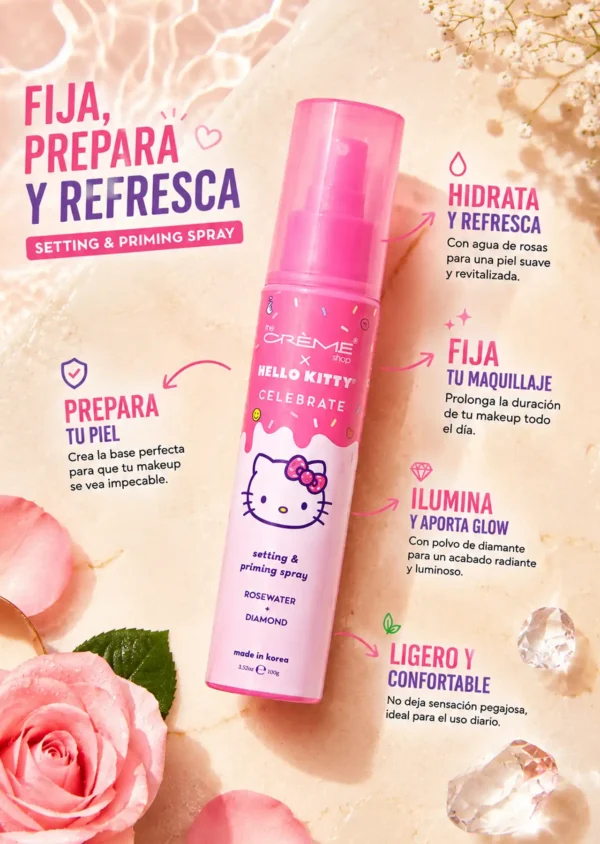 The Crème Shop x Hello Kitty Agua de Rosas Facial Celebrate Setting & Priming Spray Rose Water + Diamond