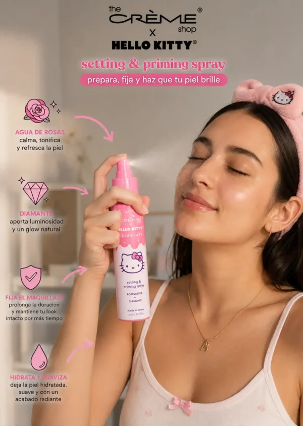 The Crème Shop x Hello Kitty Agua de Rosas Facial Celebrate Setting & Priming Spray Rose Water + Diamond