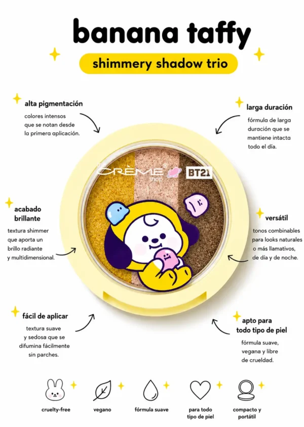 The Crème Shop x BT21 Trío Sombras Eyeshadow Banana Taffy