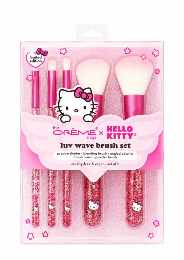 The Crème Shop Set de 5 Brochas de Maquillaje Hello Kitty Luv Wave Brush Collection