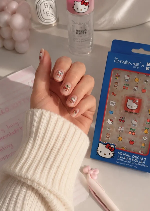 The Crème Shop x Hello Kitty 50 Calcomanías Uñas + Clear Polish Calcium & Protein