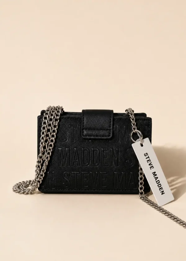 Tarjetero Crossbody Steve Madden Negro con Cadena