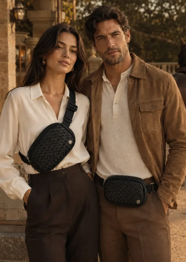 Bolso Crossbody Steve Madden Negra con Diseño Tejido