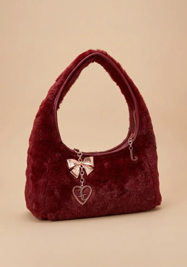 Bolsa Juicy Couture Hobo de Peluche Color Rojo/Vino
