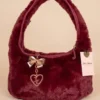 Bolsa Juicy Couture Hobo de Peluche Color Rojo/Vino