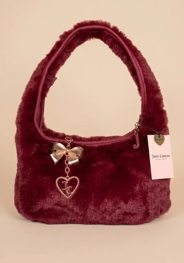 Bolsa Juicy Couture Hobo de Peluche Color Rojo/Vino