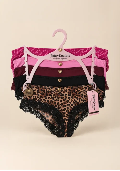 Set de 5 Panties Juicy Couture con Encaje, Talla S