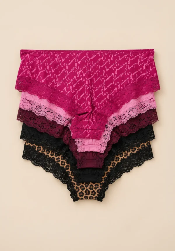Set de 5 Panties Juicy Couture con Encaje, Talla S
