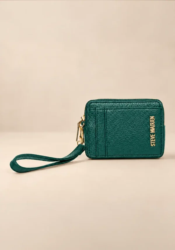 Monedero Tarjetero Muñequera Steve Madden Verde con Correa