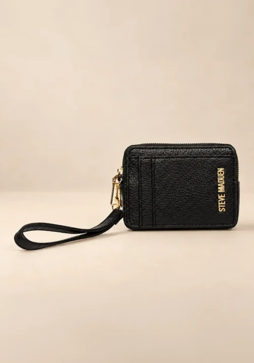 Monedero Tarjetero Steve Madden Negro con Correa