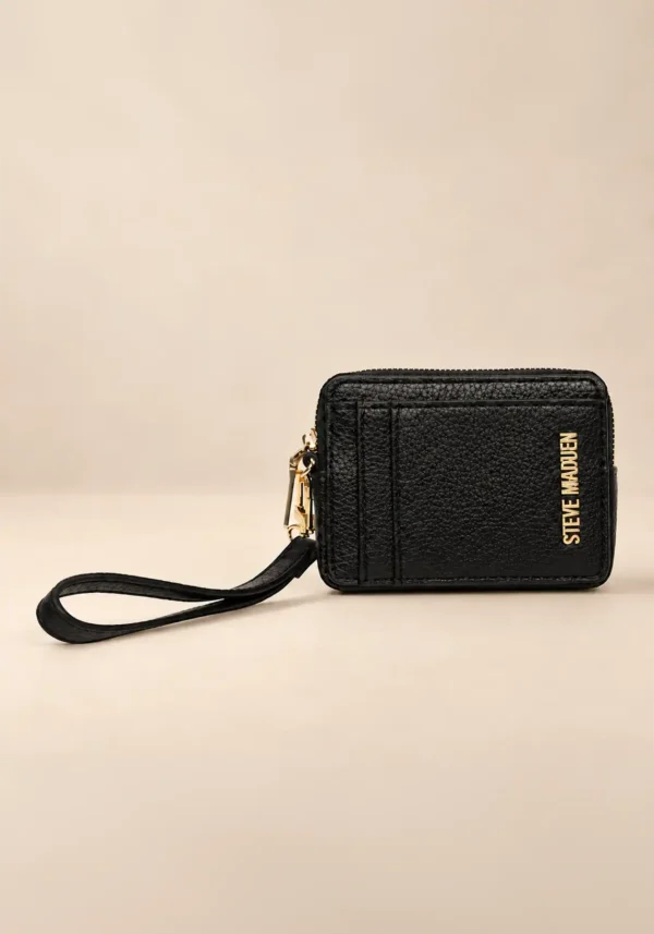 Monedero Tarjetero Steve Madden Negro con Correa