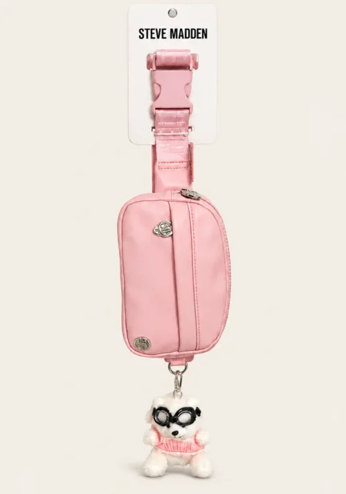 Bolsa Crossbody Steve Madden Rosa con Charm de Peluche