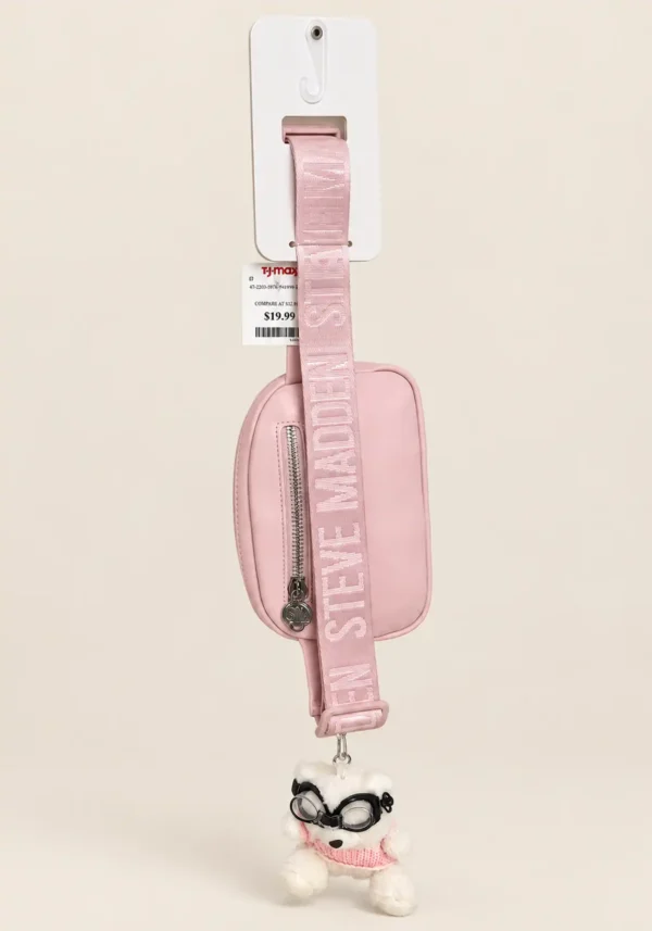 Bolsa Crossbody Steve Madden Rosa con Charm de Peluche