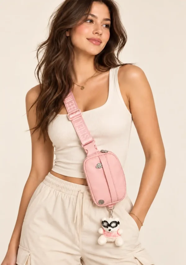 Bolsa Crossbody Steve Madden Rosa con Charm de Peluche