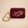 Cartera Muñequera Juicy Couture Burgundy Velour con Cadena Dorada