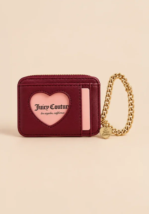 Cartera Muñequera Juicy Couture Burgundy Velour con Cadena Dorada