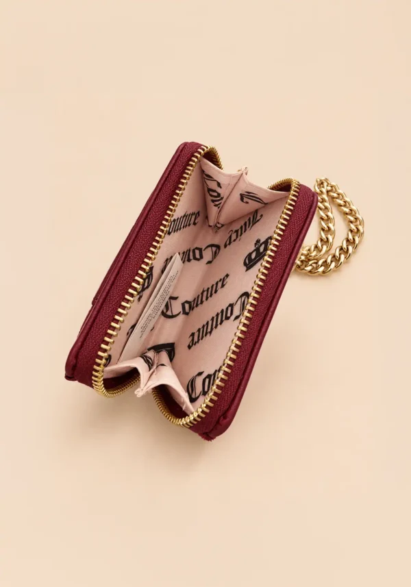 Cartera Muñequera Juicy Couture Burgundy Velour con Cadena Dorada